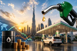 Dubai petrol station with fuel pumps